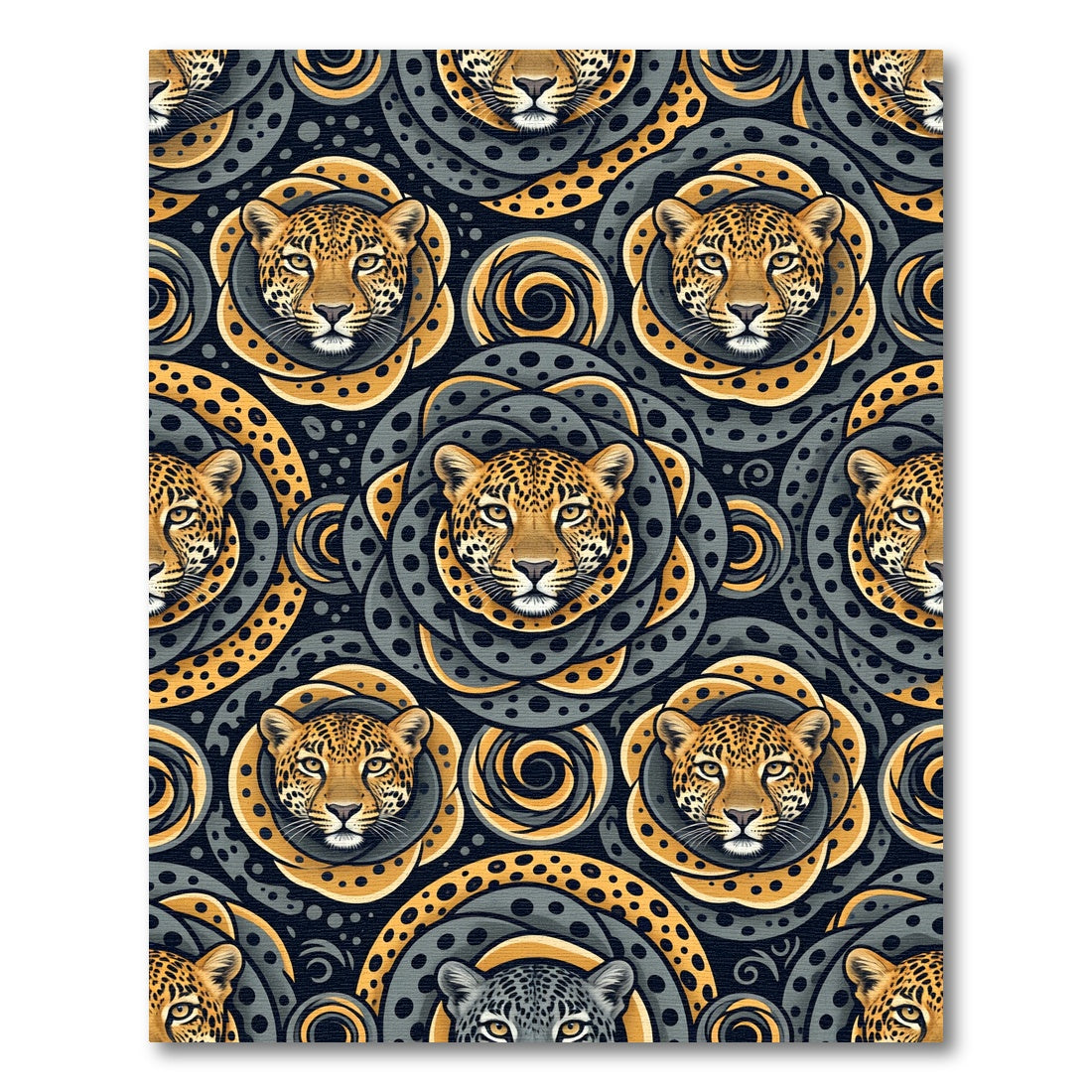 Golden Jaguar Rosette Swirls Rug