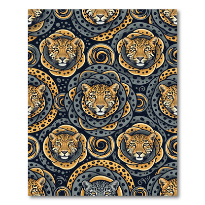 Golden Jaguar Rosette Swirls Rug