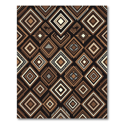 Brown Geometric Diamond Array Rug