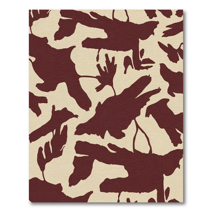 Deep Burgundy Abstract Organic Shapes Rug