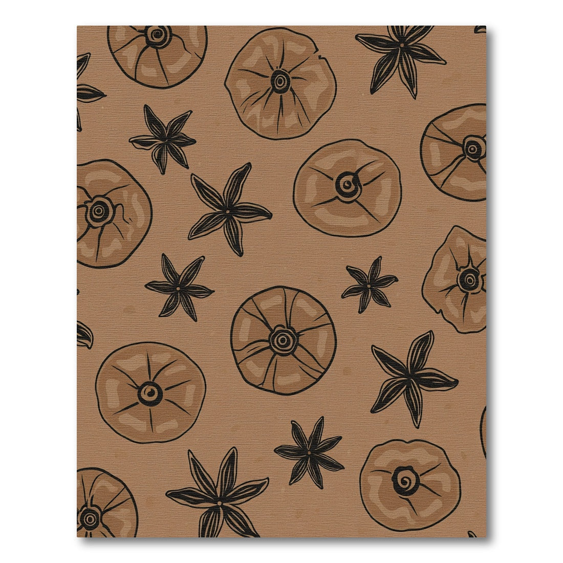Brown Star Anise Spices Pattern Rug