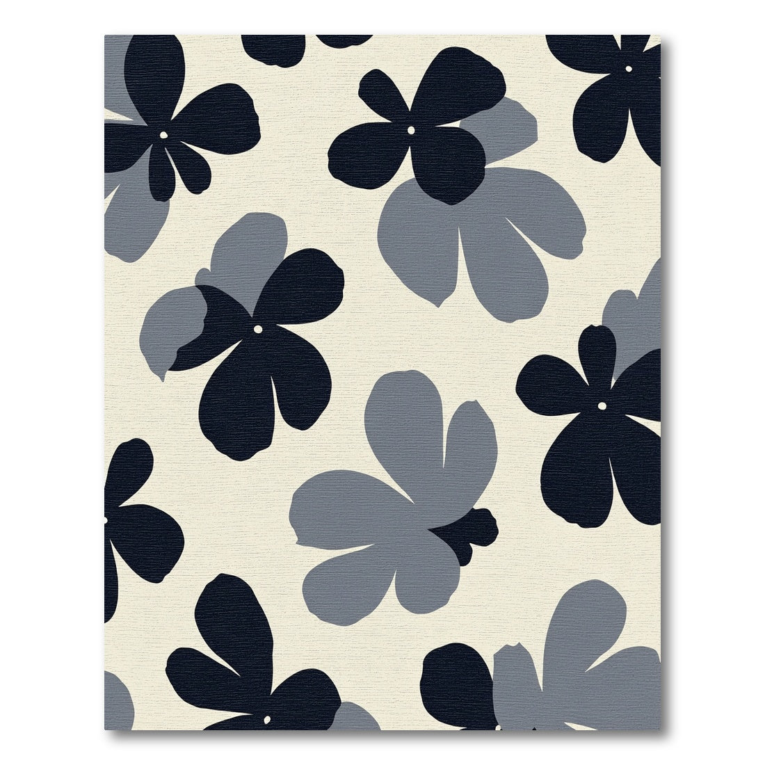 Dark Blue Gray Floral Collage Rug