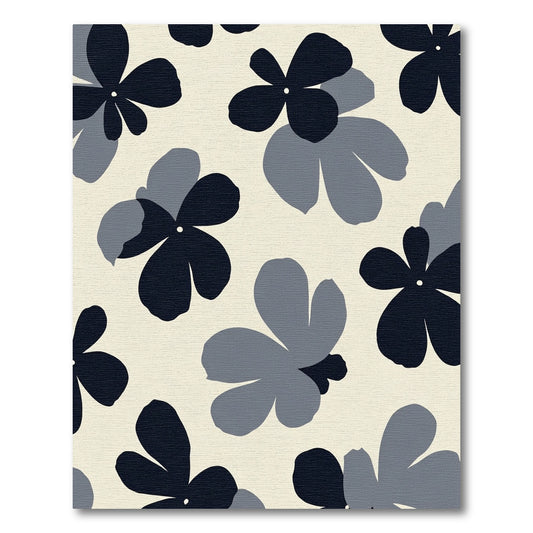 Dark Blue Gray Floral Collage Rug