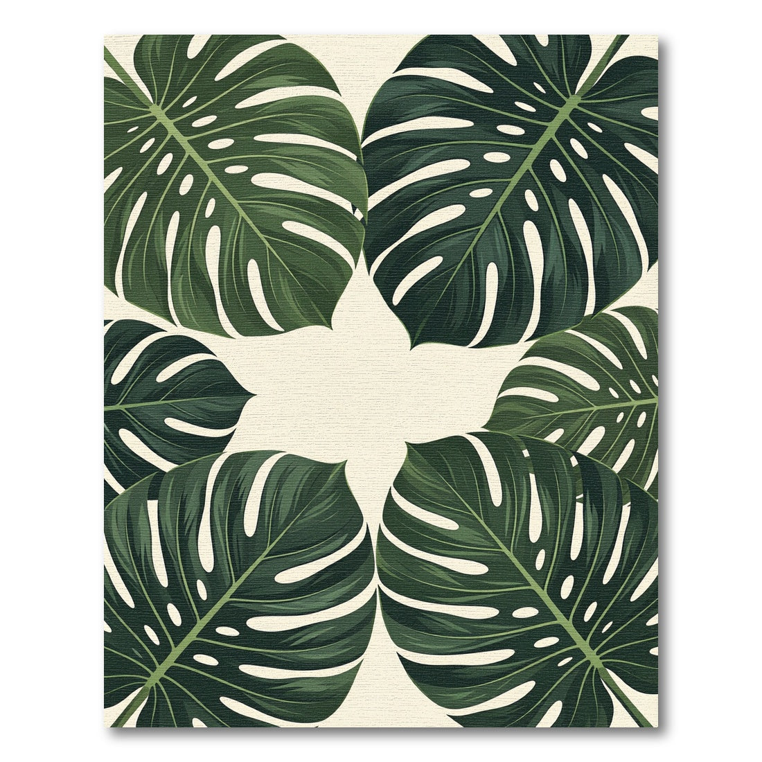 Lush Tropical Monstera Leaf Focal Rug