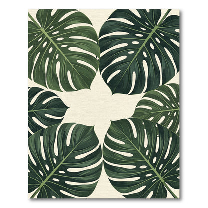 Lush Tropical Monstera Leaf Focal Rug