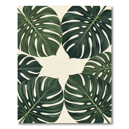 Lush Tropical Monstera Leaf Focal Rug