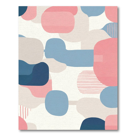 Abstract Rounded Shapes Blues Pinks Rug