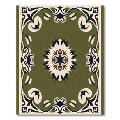 Olive Ornamental Mandala Medallion Rug