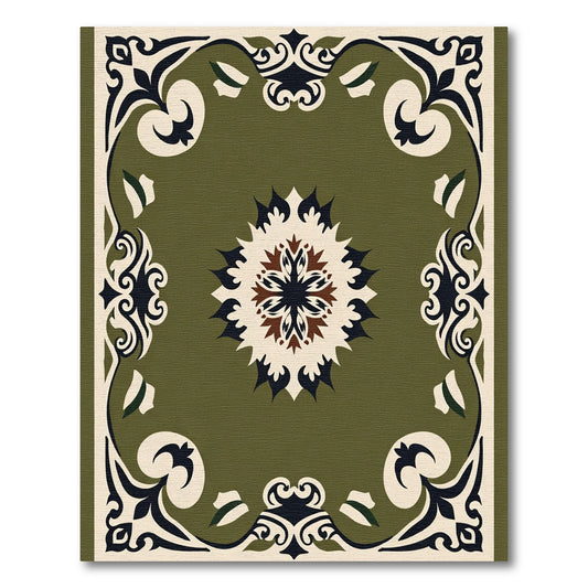 Olive Ornamental Mandala Medallion Rug