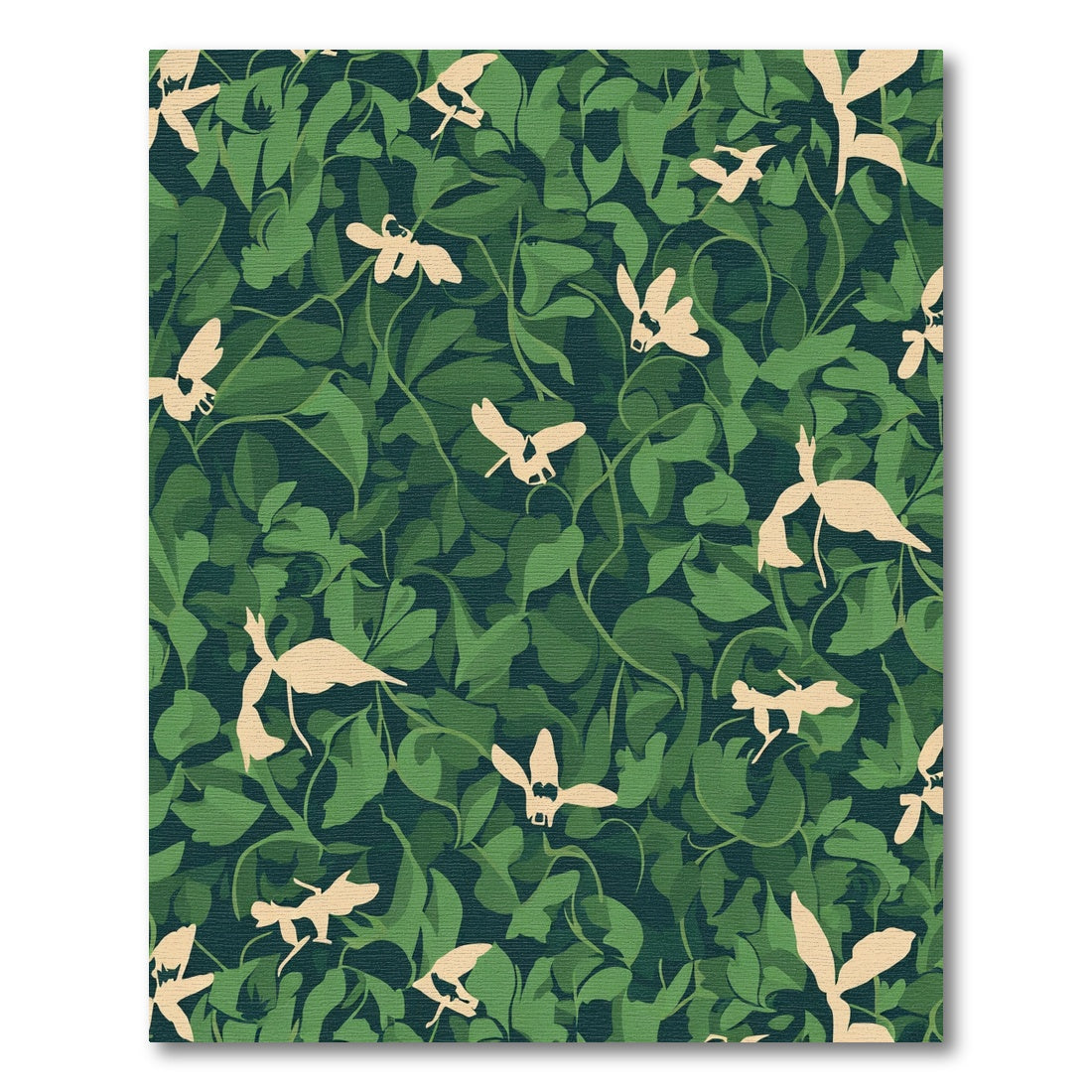 Tuscan Green Leaf Dragonfly Vignette Rug
