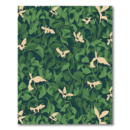 Tuscan Green Leaf Dragonfly Vignette Rug