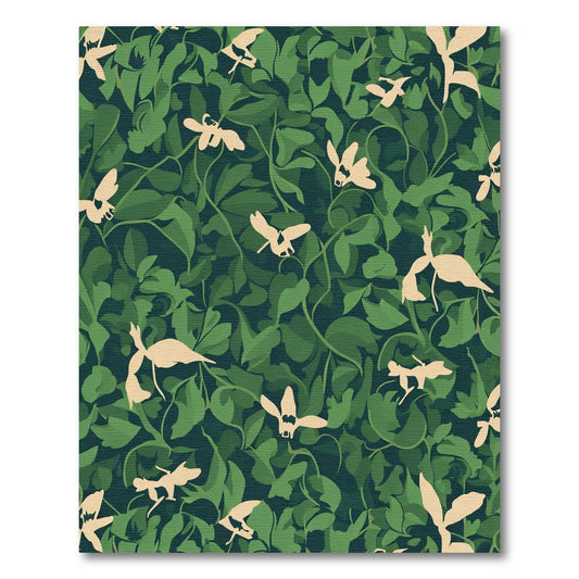 Tuscan Green Leaf Dragonfly Vignette Rug