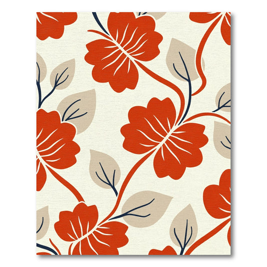 Bold Red Hibiscus Vine Rug