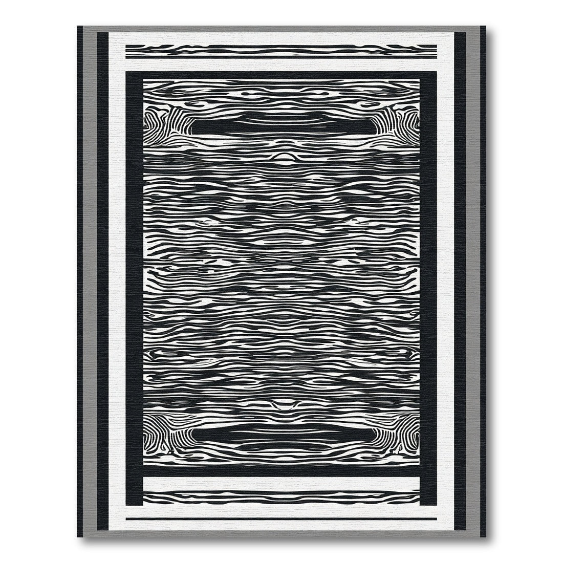Abstract Black White Wood Grain Rectangles Rug