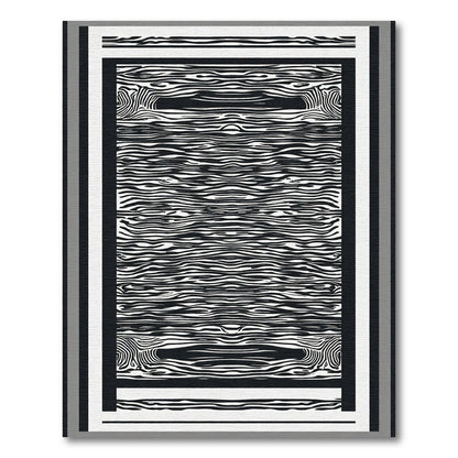 Abstract Black White Wood Grain Rectangles Rug