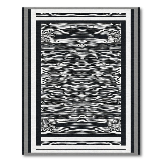 Abstract Black White Wood Grain Rectangles Rug