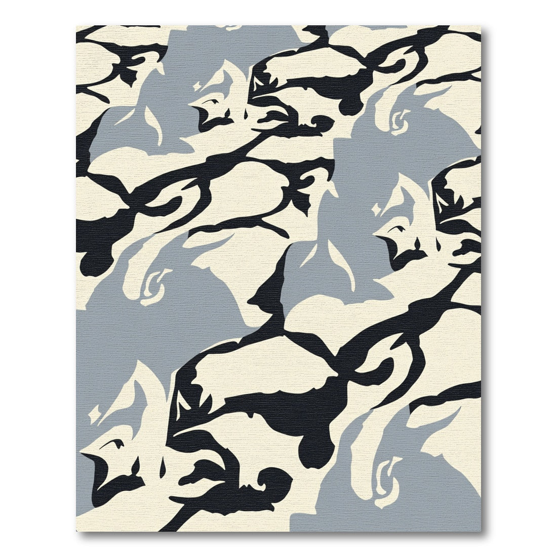 Abstract Cream Black Gray Flow Rug