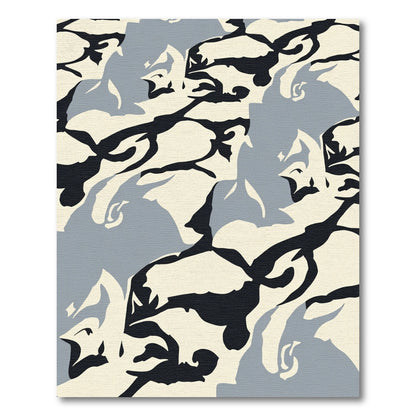 Abstract Cream Black Gray Flow Rug