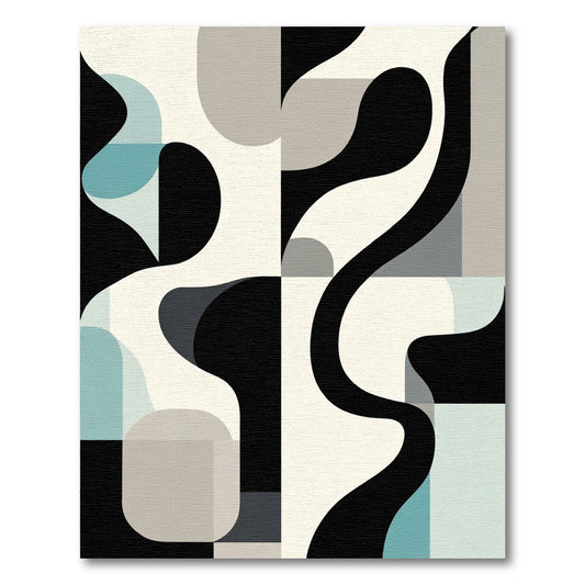 Mid Century Abstract Fluid Mosaic Rug