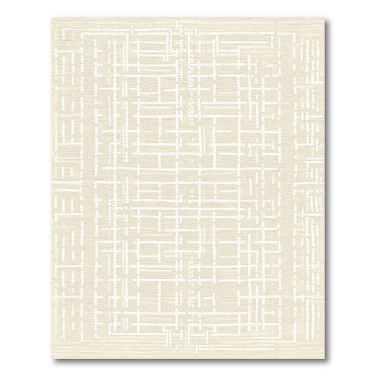 Neutral Textured Linear Grid Rug