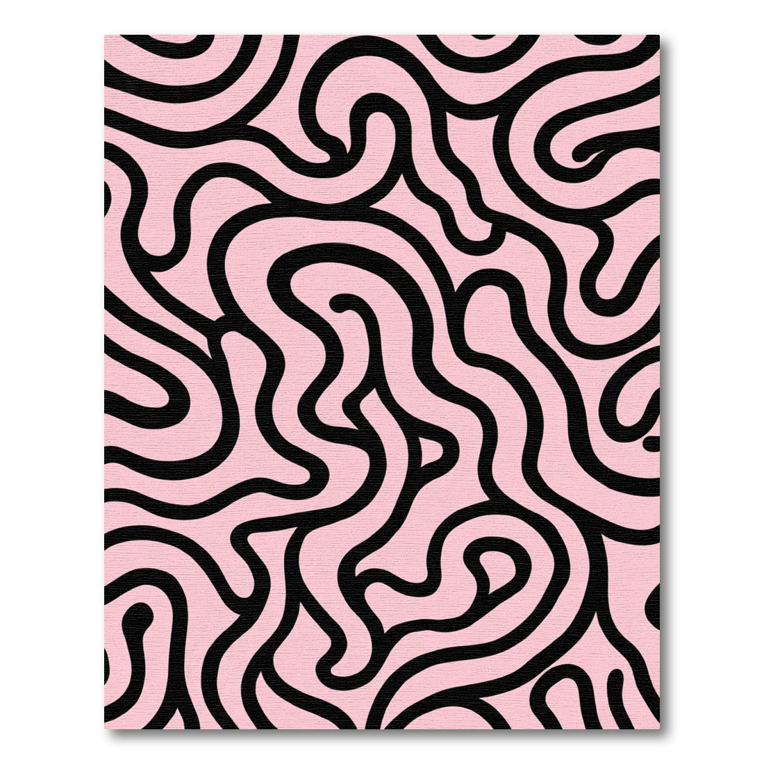 Pink Black Swirl Intertwined Abstract Rug