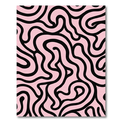 Pink Black Swirl Intertwined Abstract Rug