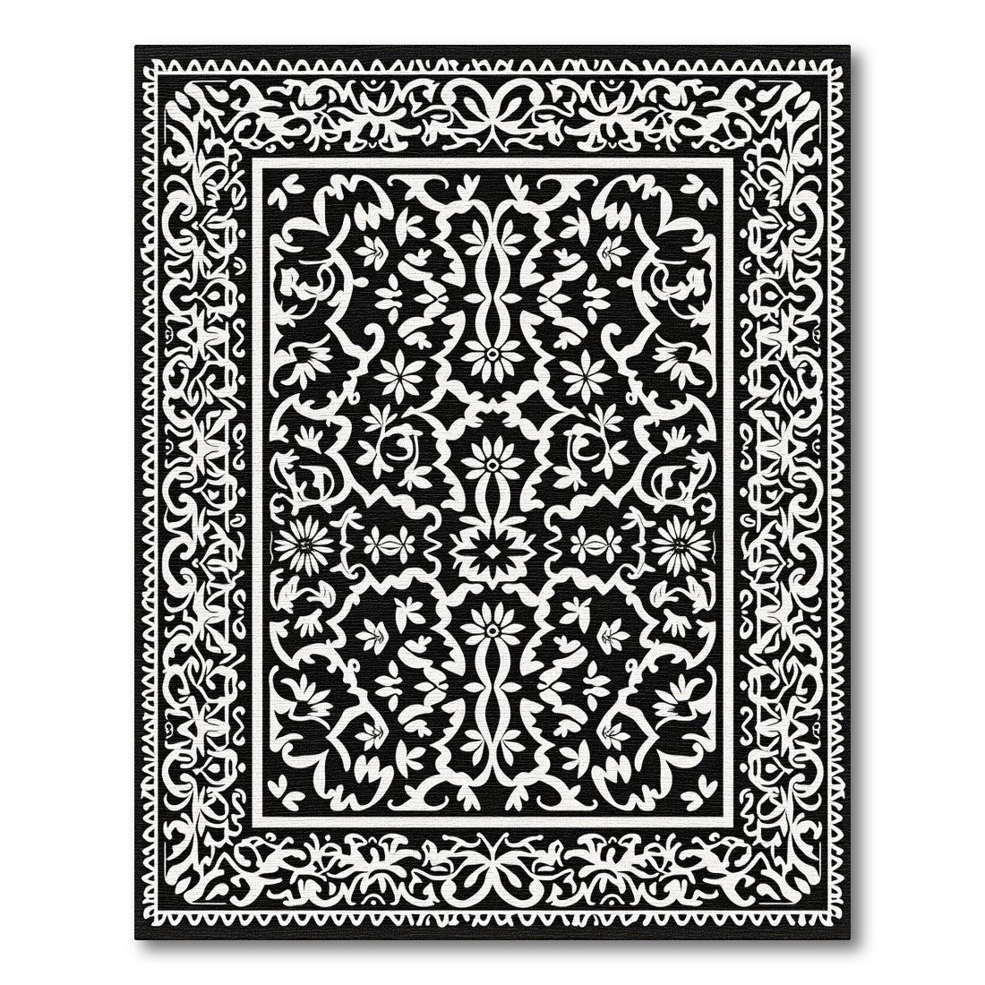 Monochromatic Ornate Floral Lace Rug