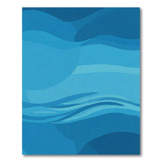 Oceanic Blue Wavy Abstract Rug
