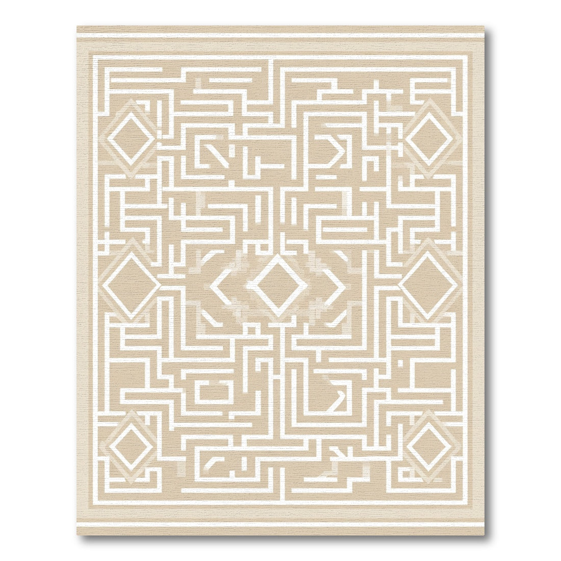 Geometric Maze Diamond Taupe Rug