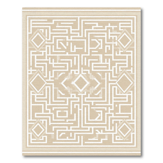 Geometric Maze Diamond Taupe Rug