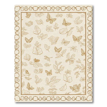 Golden Butterfly and Leaf Outline Rug