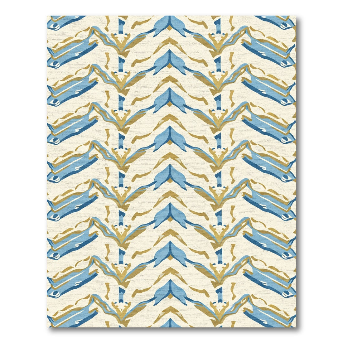 Blue Golden Abstract Chevron Rug