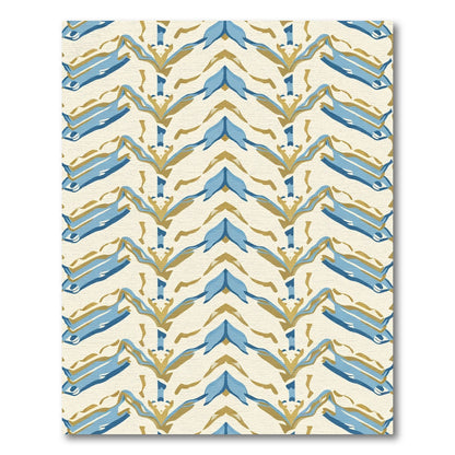 Blue Golden Abstract Chevron Rug