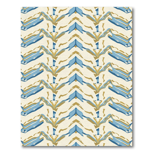 Blue Golden Abstract Chevron Rug