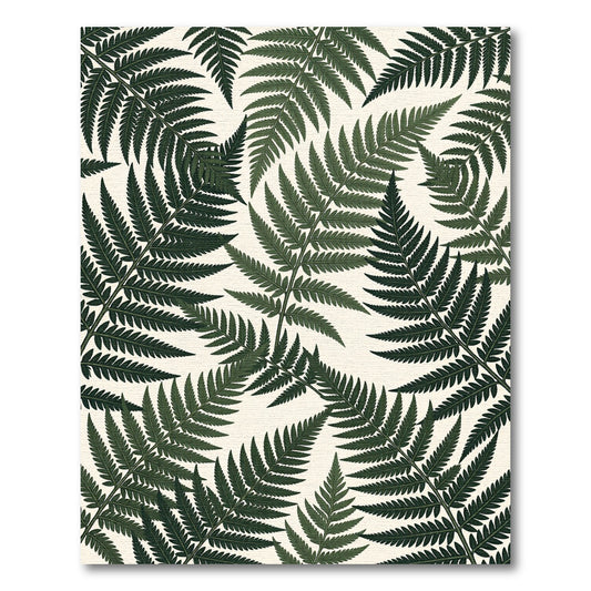 Deep Green Fern Leaf Repeat Rug