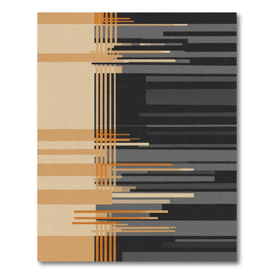 Orange Beige Geometric Stripe Rug