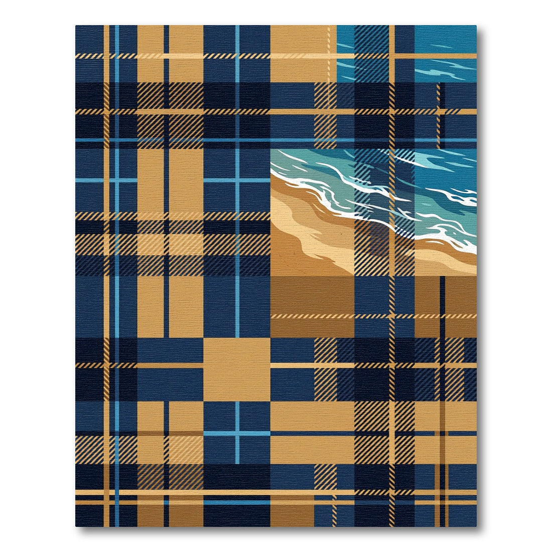 Blue and Golden Beach Plaid Rug