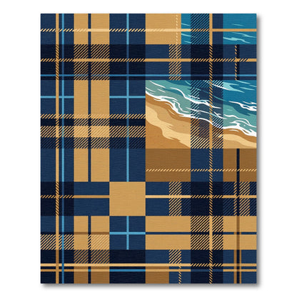 Blue and Golden Beach Plaid Rug