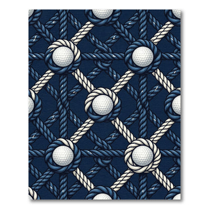 Navy Rope Bound Golf Ball Lattice Rug