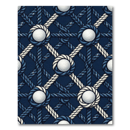 Navy Rope Bound Golf Ball Lattice Rug