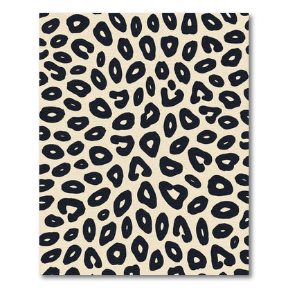 Creamy Beige Black Leopard Spots Rug