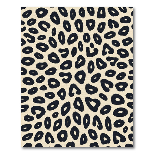 Creamy Beige Black Leopard Spots Rug