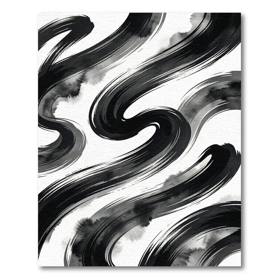 Minimalist Black Ink Swirl Abstract Rug