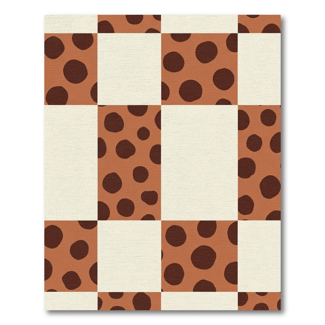 Brown Tan Polka Dot Checkered Rug