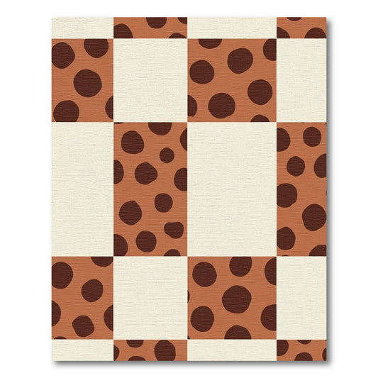 Brown Tan Polka Dot Checkered Rug