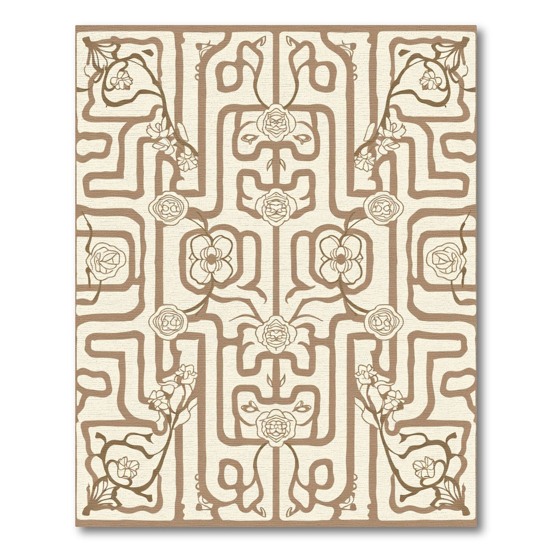 Brown Maze Floral Vine Rug