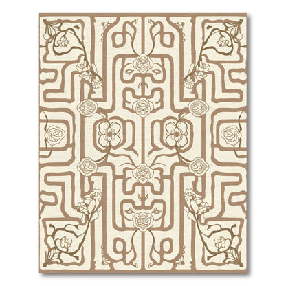 Brown Maze Floral Vine Rug