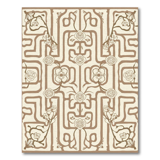 Brown Maze Floral Vine Rug