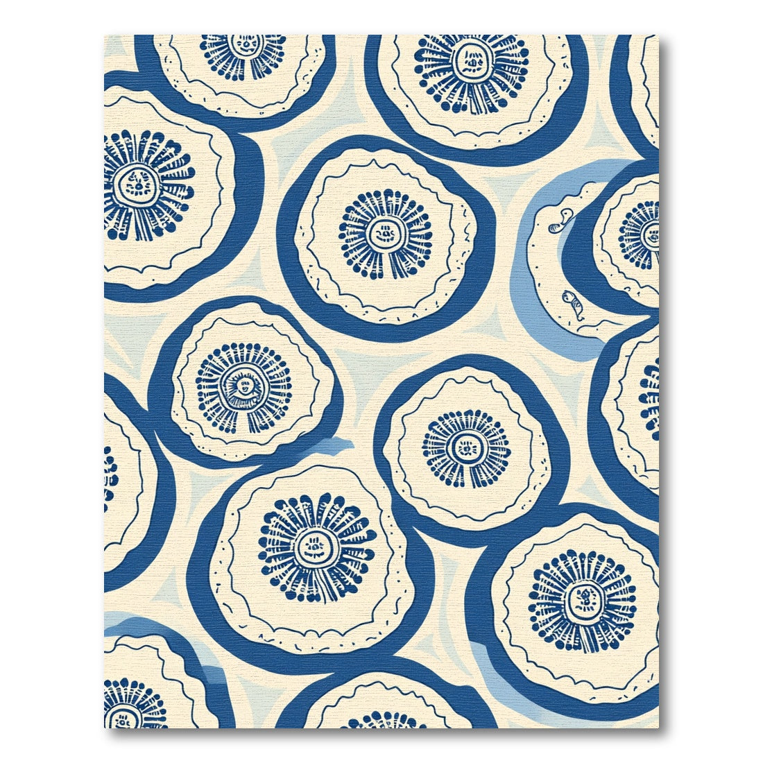 Indigo Floral Medallion Cream Rug