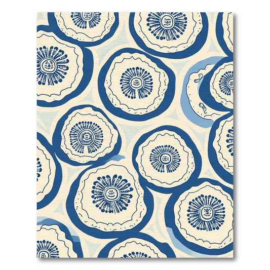 Indigo Floral Medallion Cream Rug